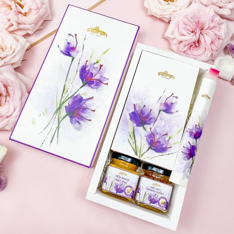 Hộp quà sinh nhật Aimée Box Saffron SALAM cao cấp và mặt nạ dưỡng da Saffron