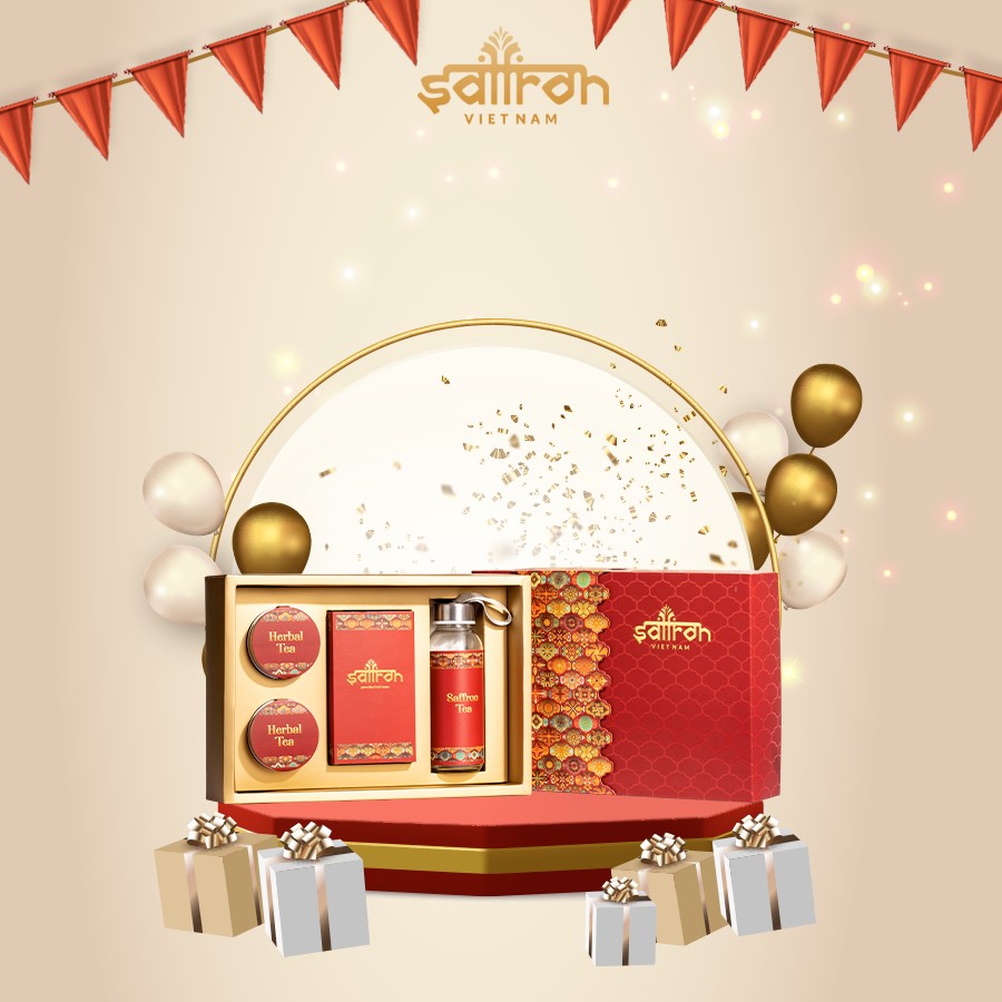 Hộp quà sinh nhật Ba Tư Saffron SALAM cao cấp và Trà hoa