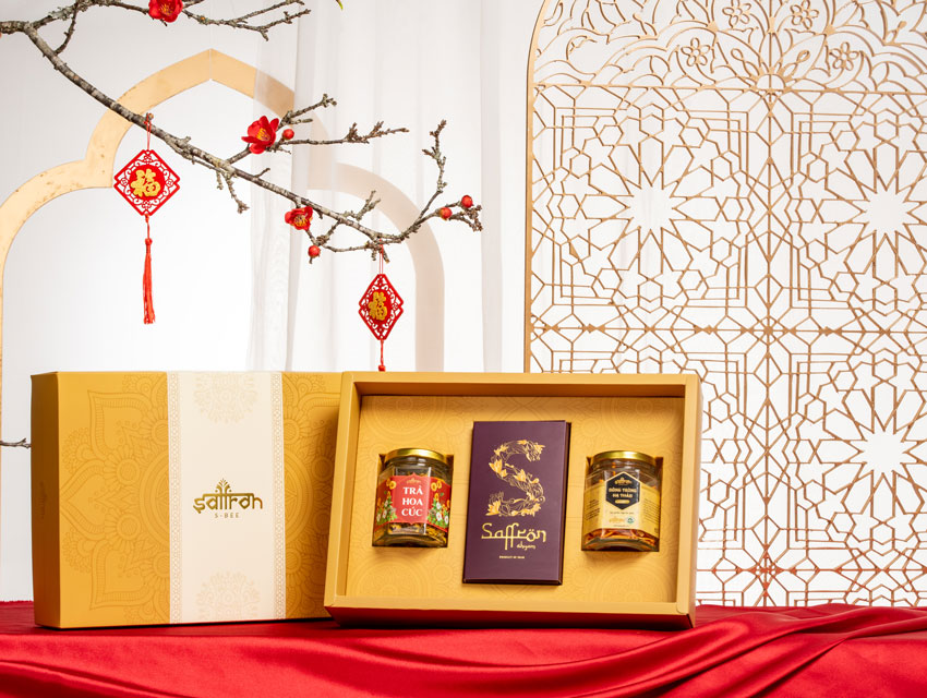 Hộp quà sinh nhật SBEE thượng hạng Saffron SHYAM, Đông trùng hạ thảo và Trà hoa