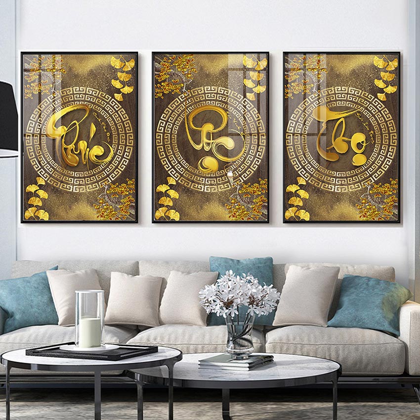 Quà tân gia tranh chữ phúc lộc thọ