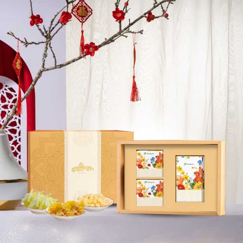 quà tết dưới 500k - Hộp quà Tết 3 vị mứt Saffron cao cấp