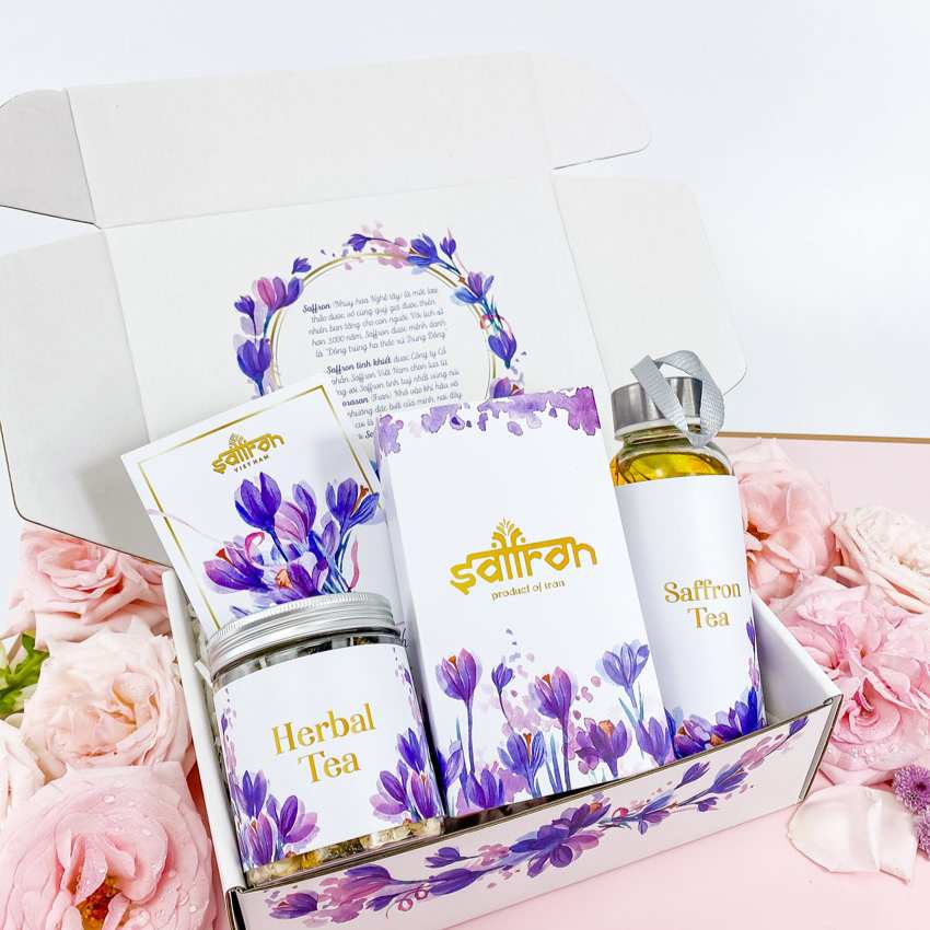 quà tết dưới 500k - Hộp quà Tết nhụy hoa nghệ tây Jahan với Giai Lệ Trà